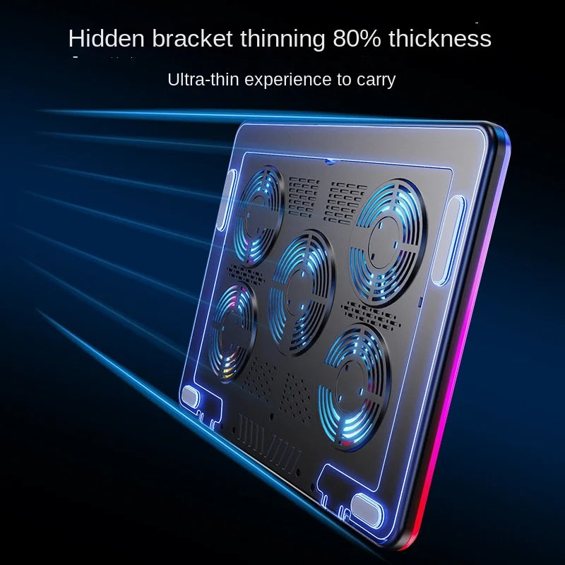 Changchangshun F36-2 Double Fans RGB Silent Air-Cooled Laptop Cooling Pad for 18'' Laptops ABS Material