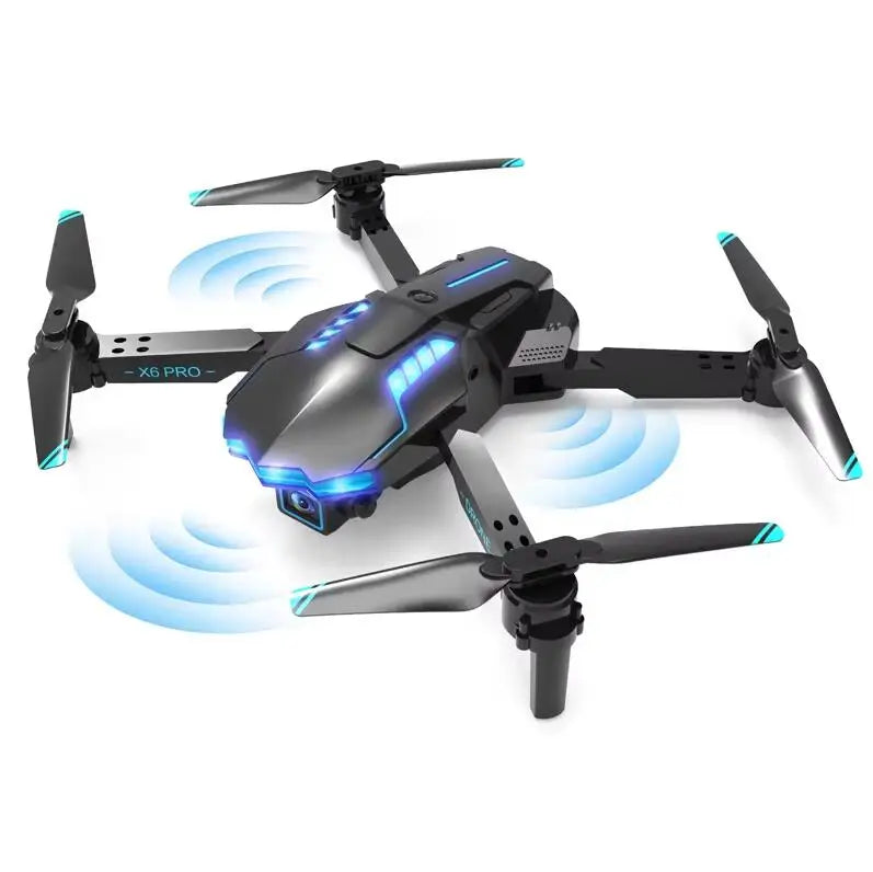 New X6 Pro Beginner Drones 4K HD Camera WiFi FPV Avoidance Optical Flow Foldable Plastic with App Control 3D Flip LED Lights