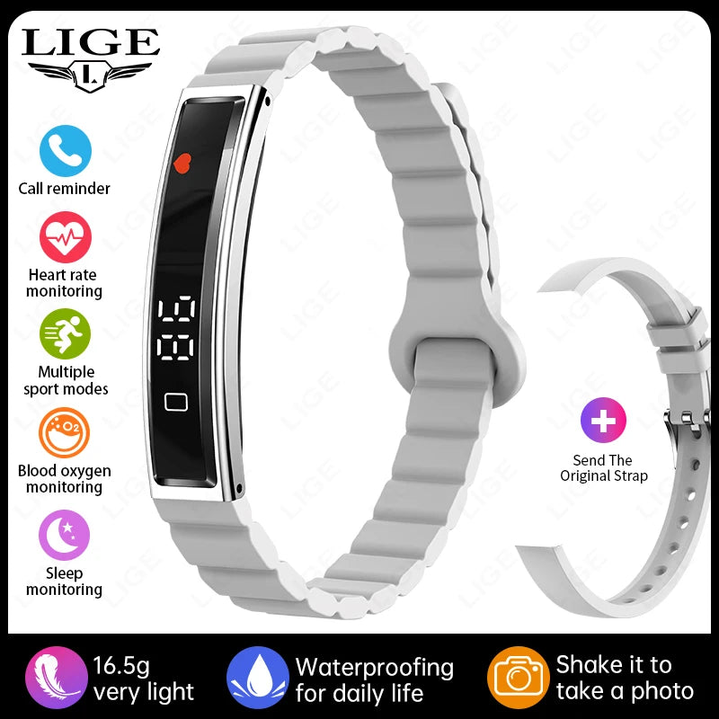 LIGE New Smart Watch Pedometer Health Smart Bracelet Women Men Sports Fitness Waterproof Heart Rate Sleep Monitoring Wristbands