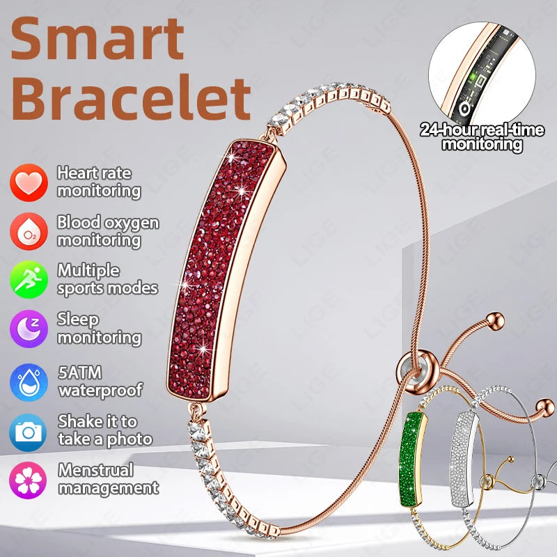 LIGE New Smart Watch Ladies Pedometer Health Smart Bracelet Women Sport Fitness Waterproof Heart Rate Sleep Monitoring Wristband