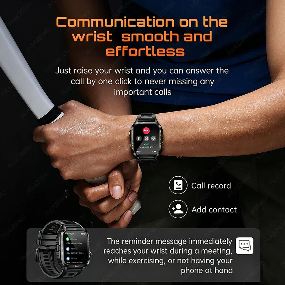 New Smartwatch 880MAH Ultra Battery 3ATM Waterproof 1.96''HD Screen Bluetooth Call Health Monitor Flashlight Sports Smart Watch