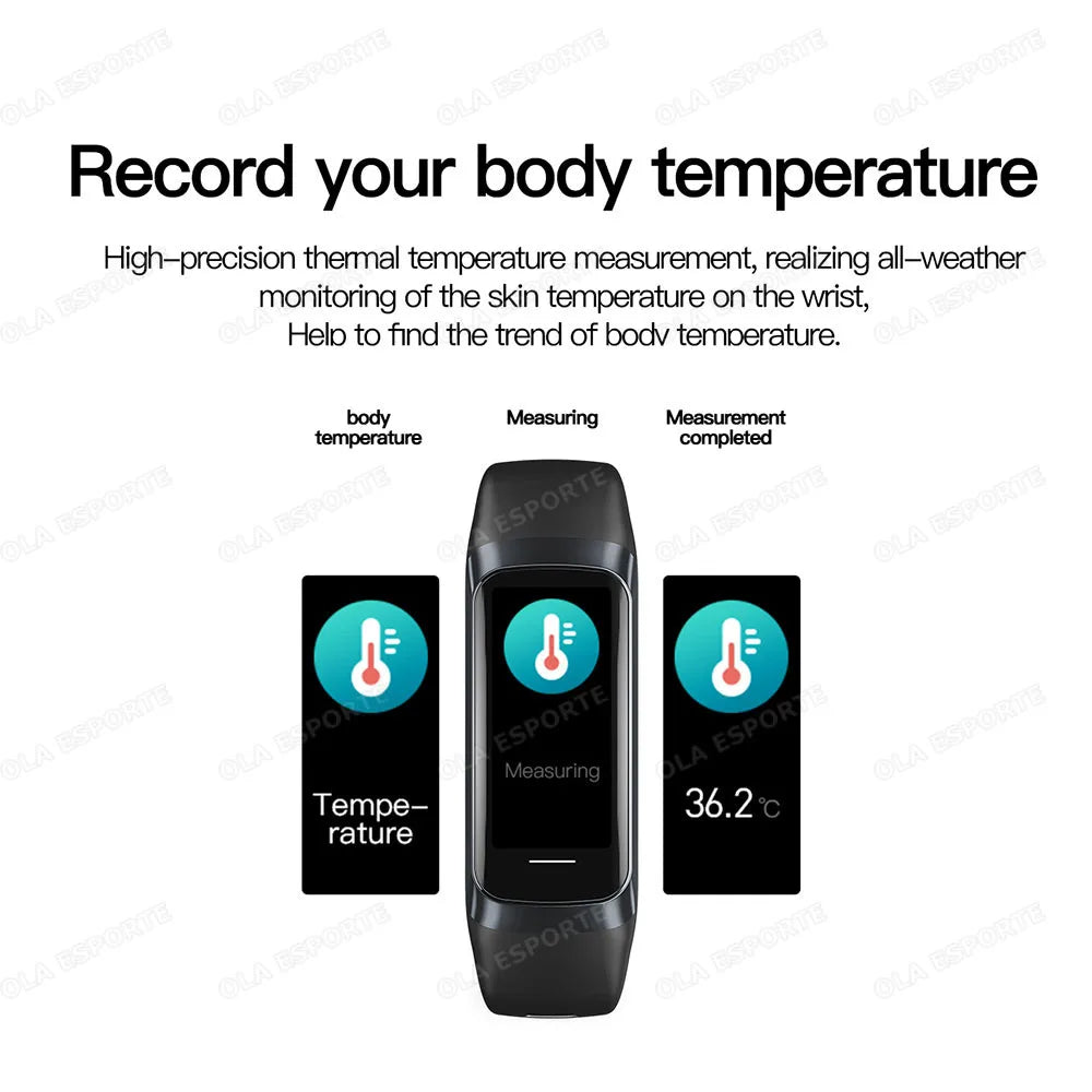 Men Women Health Smart Bracelet All-day Heart Rate Monitoring AMOLED Screen Fitness Clock Sports Smart Wristband Message Preview