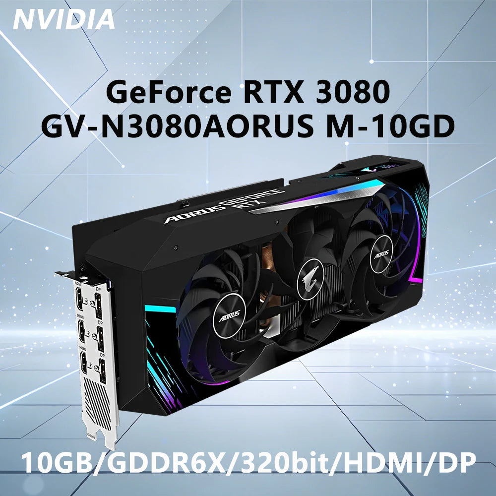 GIGABYTE RTX 3080 10GB GDDR6X AORUS GeForce RTX 3080 MASTER Graphics Card PCI-E 4.0 HDMI DP interface 19000 MHz for Desktop PC