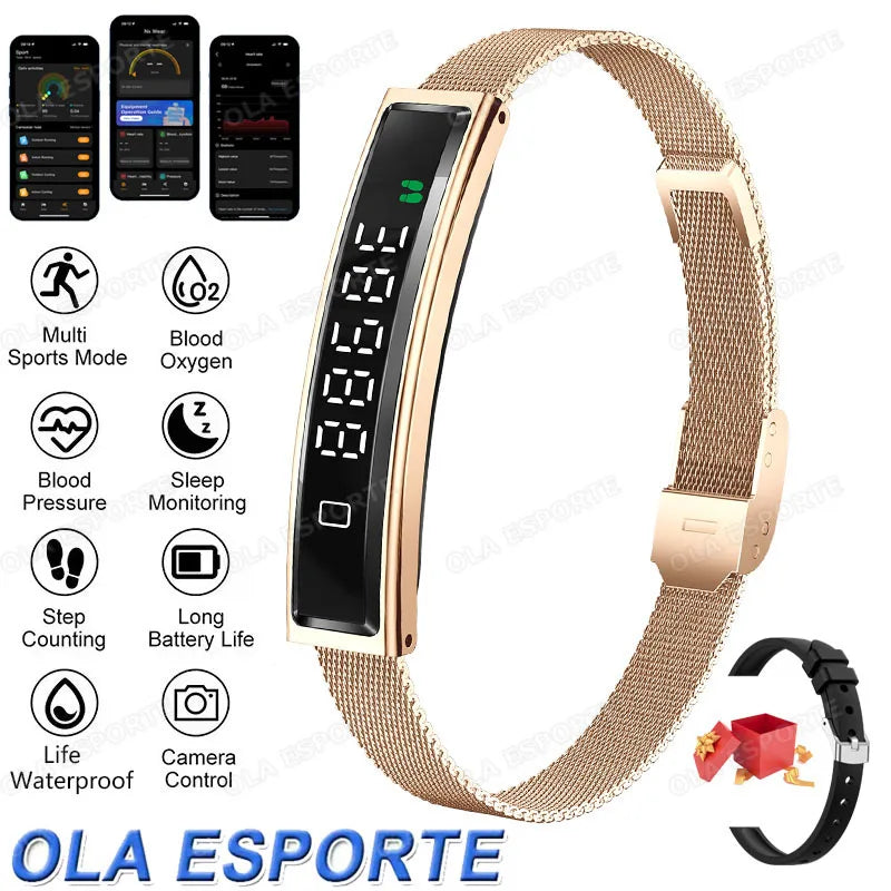 New Health Smart Bracelet Men Women Fitness Sports Band Stress Test HRV Monitor Waterproof Pedometer Smart Watch For Android iOS