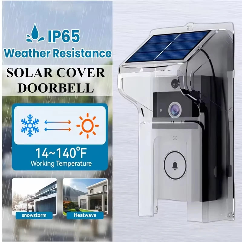 HD Wireless WIFI Doorbell Camera with Solar Charging Waterproof Night Vision Smart Home Two-way Intercom Voice