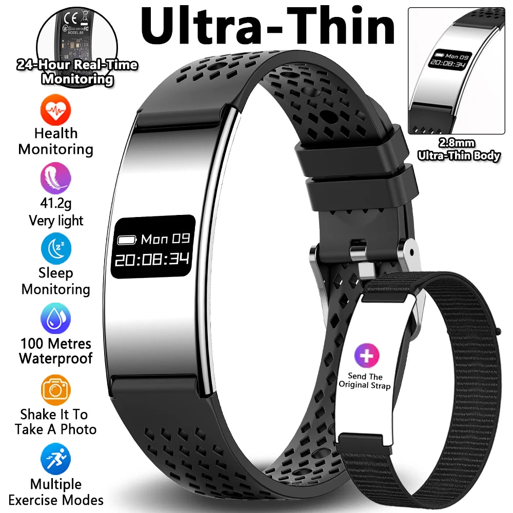 2026 New Ultra-thin Smart Watch Men Health Smart Bracelet Women Sports Fitness Waterproof Heart Rate Sleep Monitoring Wristbands