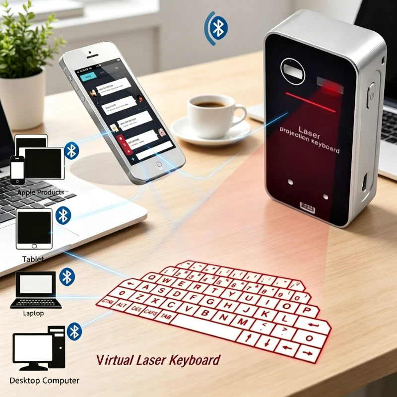 New F1 Virtual Laser Projection Keyboard Wireless Bluetooth Voice Broadcast Speaker Mouse 3 in 1 Rechargeable Portable Keyboard