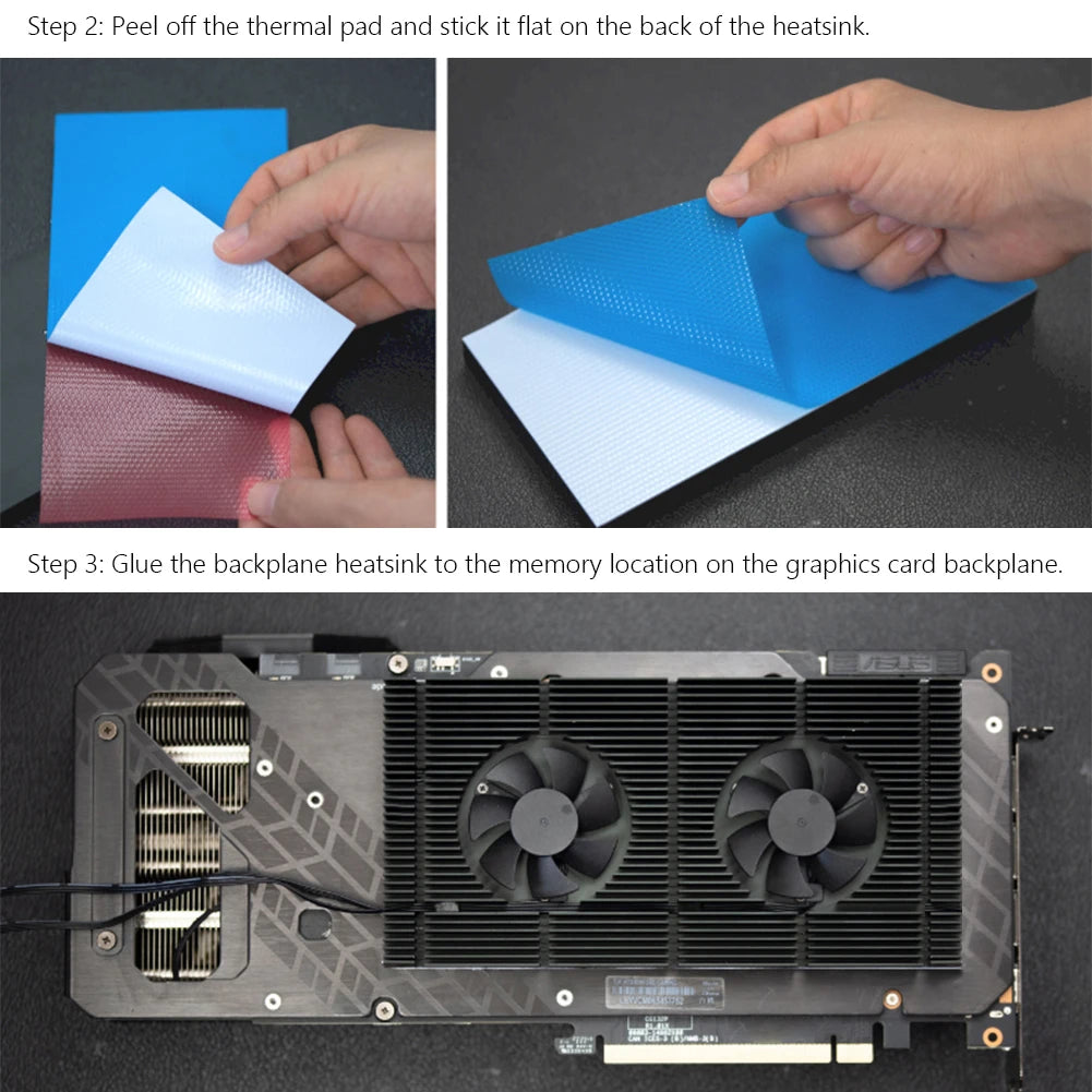 GPU Backplane Radiator Graphics Card Backplane Heatsink Alloy Aluminum Video Memory VRAM Radiator for RTX 3090 3080 3070