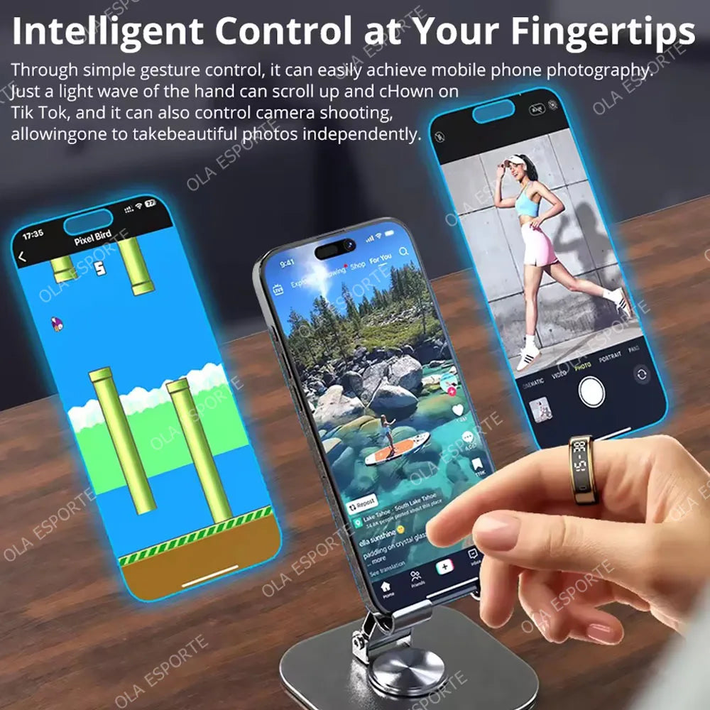 2025 Smart Ring with Display Screen and Touch, Wireless Charging, Health Manager, 5 ATM Waterproof For Men Women Rings R12 R11