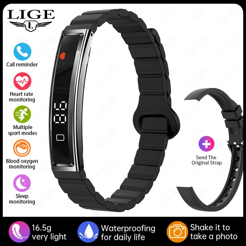 LIGE Smart Bracelet Sport Fitness Tracker Heart Rate Blood Oxygen Sleep Stress HRV Monitor Watches Step Counting Smartwatch Band