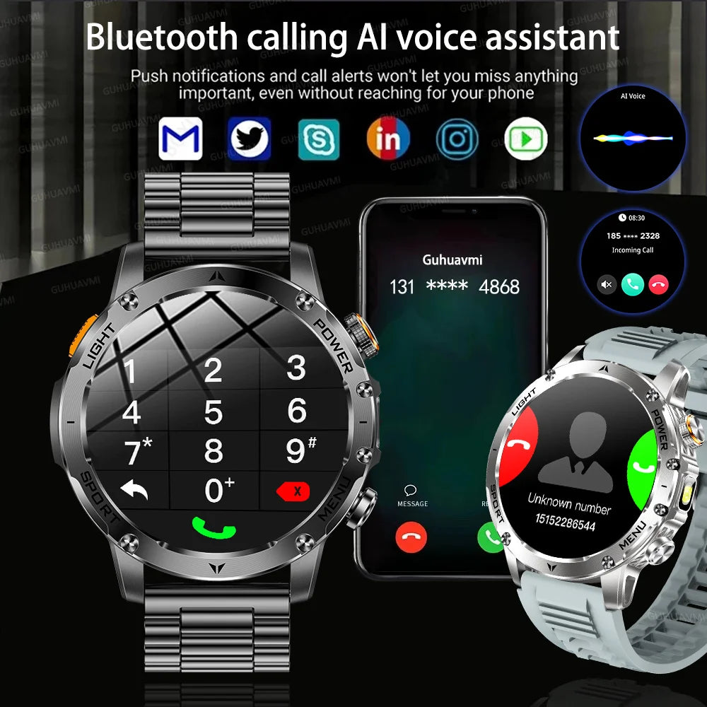2025 Men 1.7-inch AMOLED Screen Smart Watch 1000mAh Battery Heart Rate Bluetooth Call NFC GPS Tracker Sports Fitness Watches New
