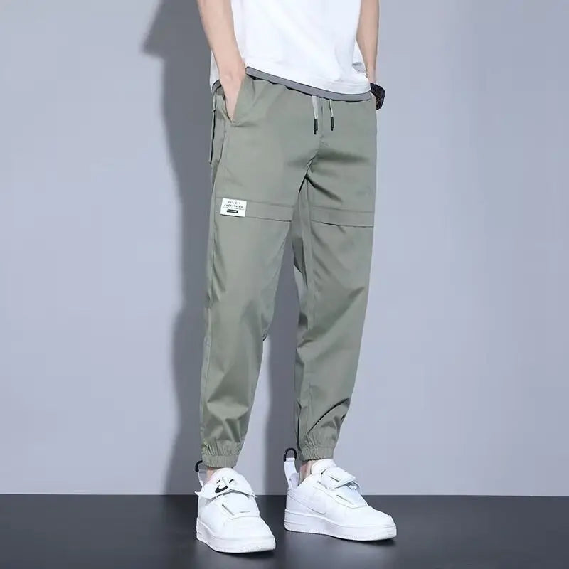 Casual Pants for Men Summer Thin Loose Tying Feet in Summer Slim Workwear Slim Feet Trousers