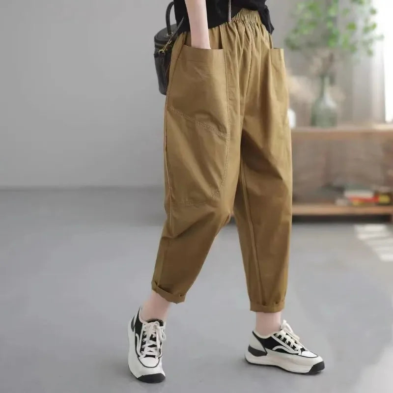 Casual Pants Women's Autumn New Pants Simple Thin Fashion Casual Retro Harem Trendy