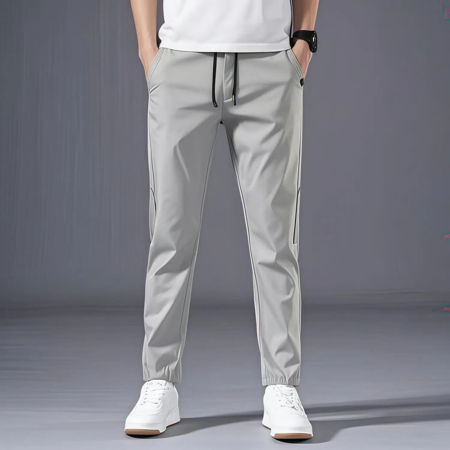 Casual Pants Men's Korean Version Summer Thin Men's New Sports Pants Loose and Versatile Trend Light Luxury Straight Trousers