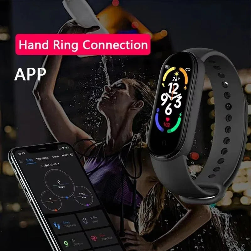 M7 Smart Watch Heart Rate Blood Pressure Monitoring AMOLED Screen Smart Wristband Fitness TrackerMen Women Sport Bracelet