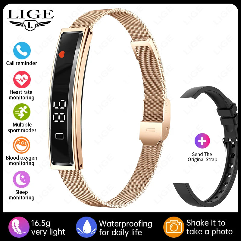 2026 New Women's Smart Bracelet Fashion Sport Mode Fitness Tracker Heart Rate Health Monitoring IP68 Waterproof Men Smart Watch