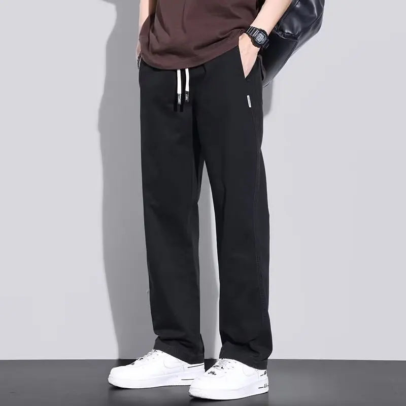 Casual Men's Fashion Simple and Handsome Work Pants for Spring Summer American Fashion Brand Loose Straight Pants for Teenagers