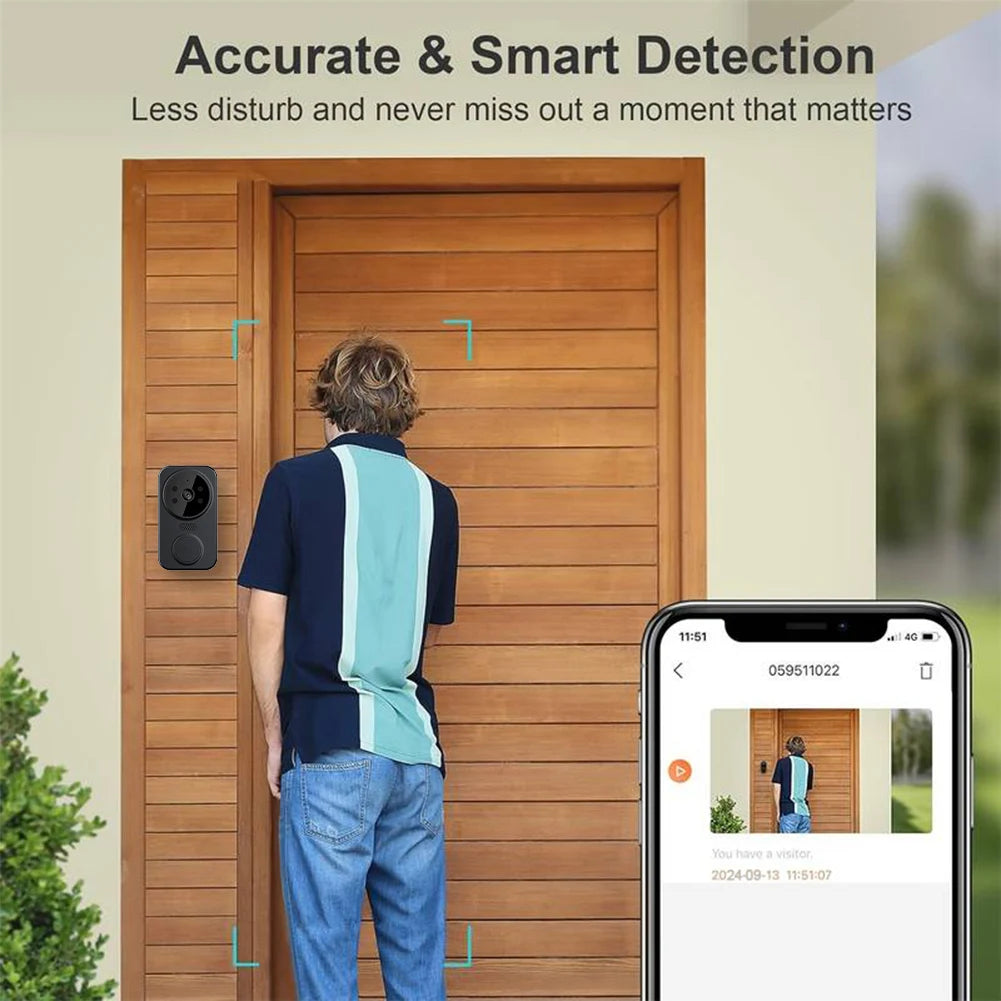 WiFi Smart Audio Doorbell Camera 2-Way Audio Wireless Visual Intercom Doorbell with Remote Monitor Indoor Outdoor Surveillance