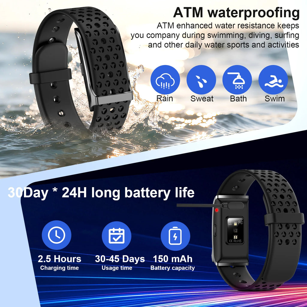 Smart Bracelet Women Men Heart Rate Blood Pressure SpO2 Sleep Tracker Activity & Fitness Trackers 170+ Sports Modes Wristbands