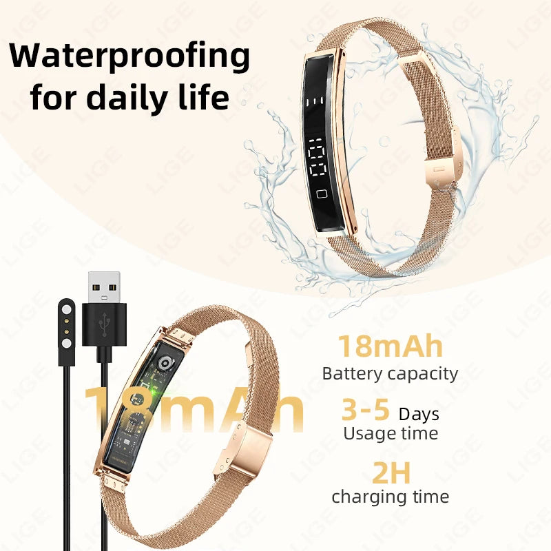 LIGE Smart Bracelet Heart Rate Blood Oxygen Health Monitor Pedometer Sports Fitness Tracker For Men Women Electronic Smartwatch