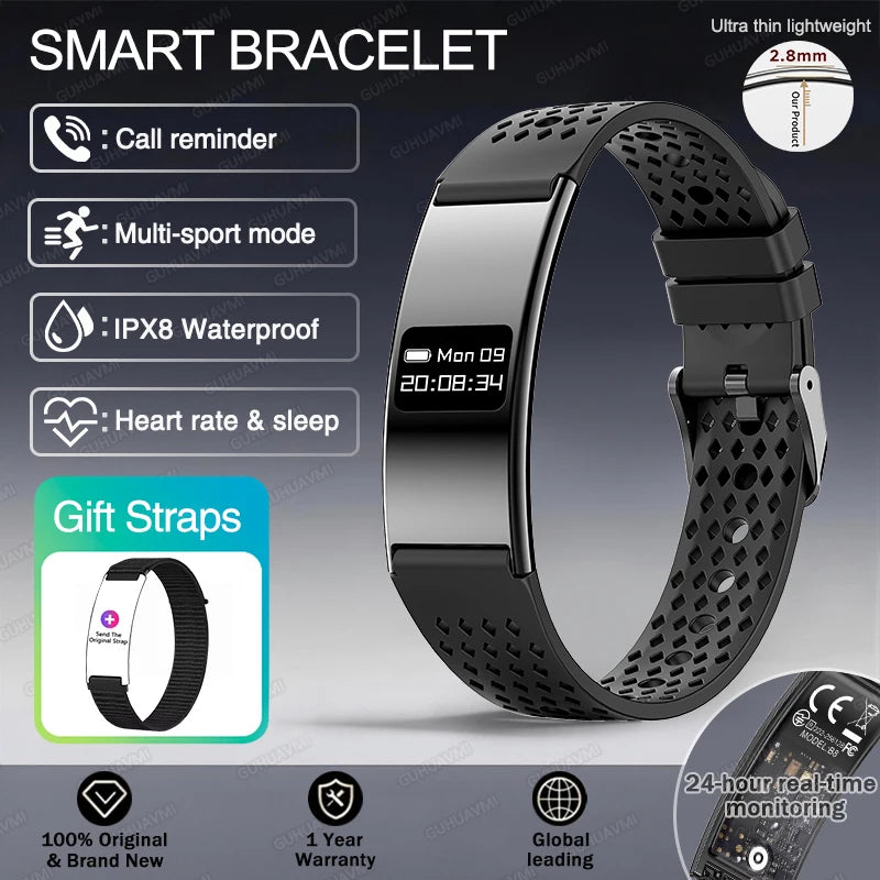 2026 Men Women Smart Bracelet Heart Rate Blood oxygen Sleep Monitor Health Band Waterproof Sports Fitness Tracker Smart Watch