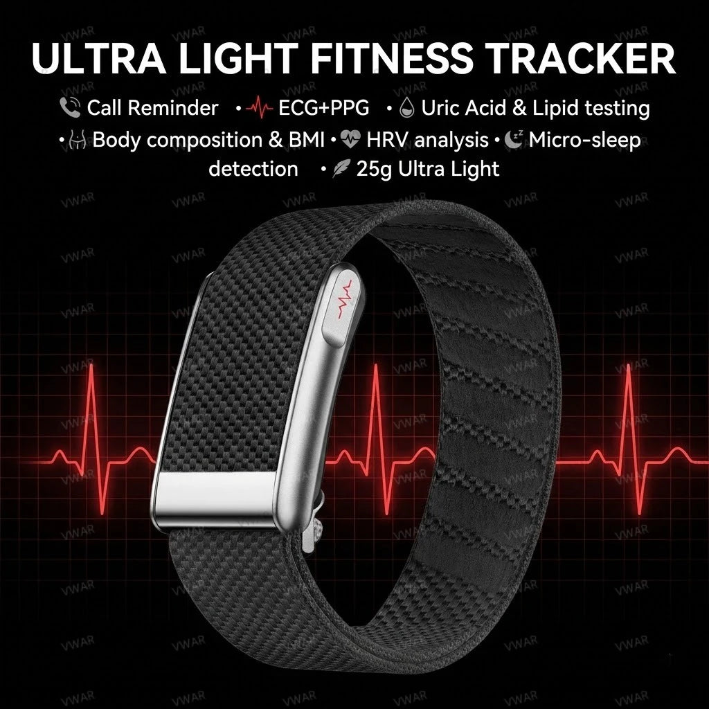 VWAR ECG+PPG Smart Bracelet Men Women Uric Acid Body Fat Body Temperature BP Health Smartwatch Sports Fitness Tracker Band 2026