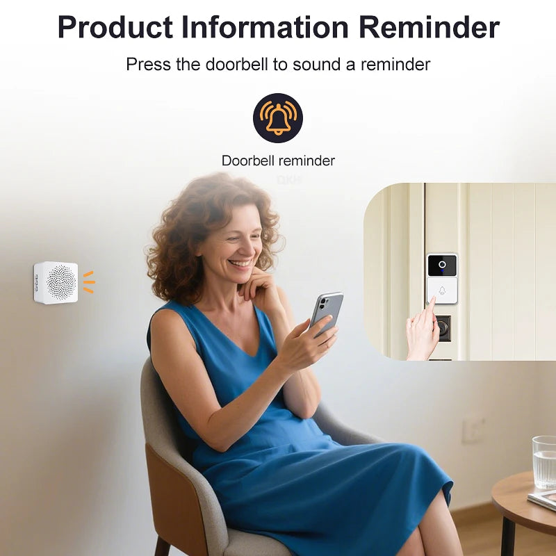 Smart Wireless WiFi Video Doorbell Intelligent Doorbell for Home Security Outdoor Waterproof Intercom with Camera Bell Ringing