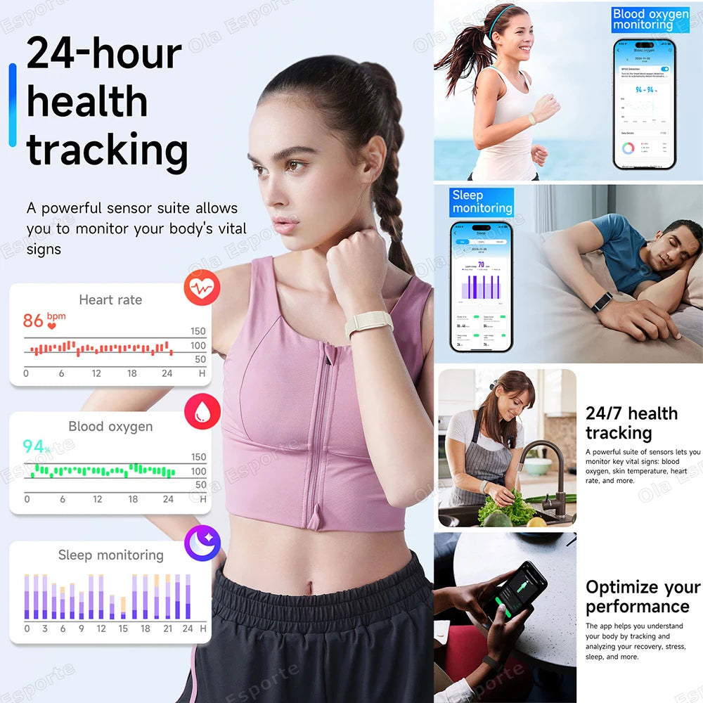 2026 Smart Bracelet Heart Rate Blood Oxygen Health Monitoring Wristwatch Outdoor Sports Fitness Tracker SmartWatch For Men Women