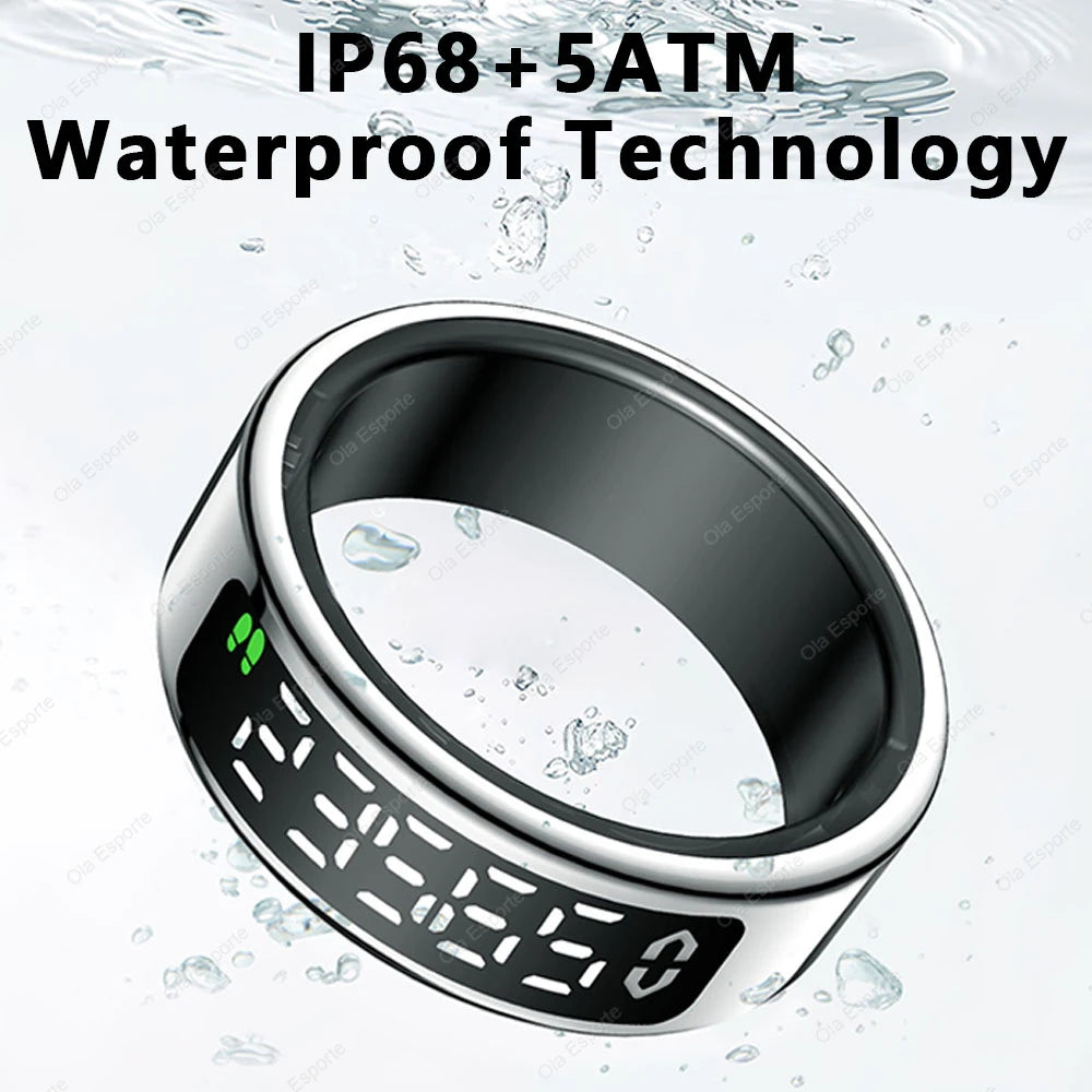 Smart Ring with Display Screen and Touch, Wireless Charging, Health Manager, Multiple Sport Mode, 5 ATM Waterproof For Men Women
