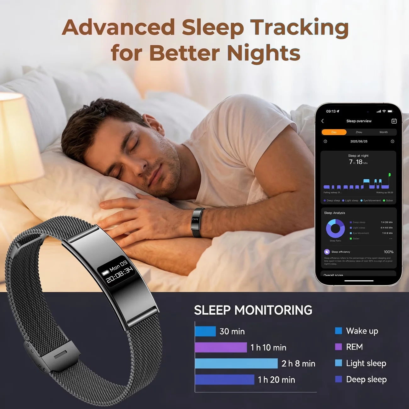 2026 Men Women Smart Bracelet Heart Rate Blood oxygen Sleep Monitor Health Band Waterproof Sports Fitness Tracker Smart Watch