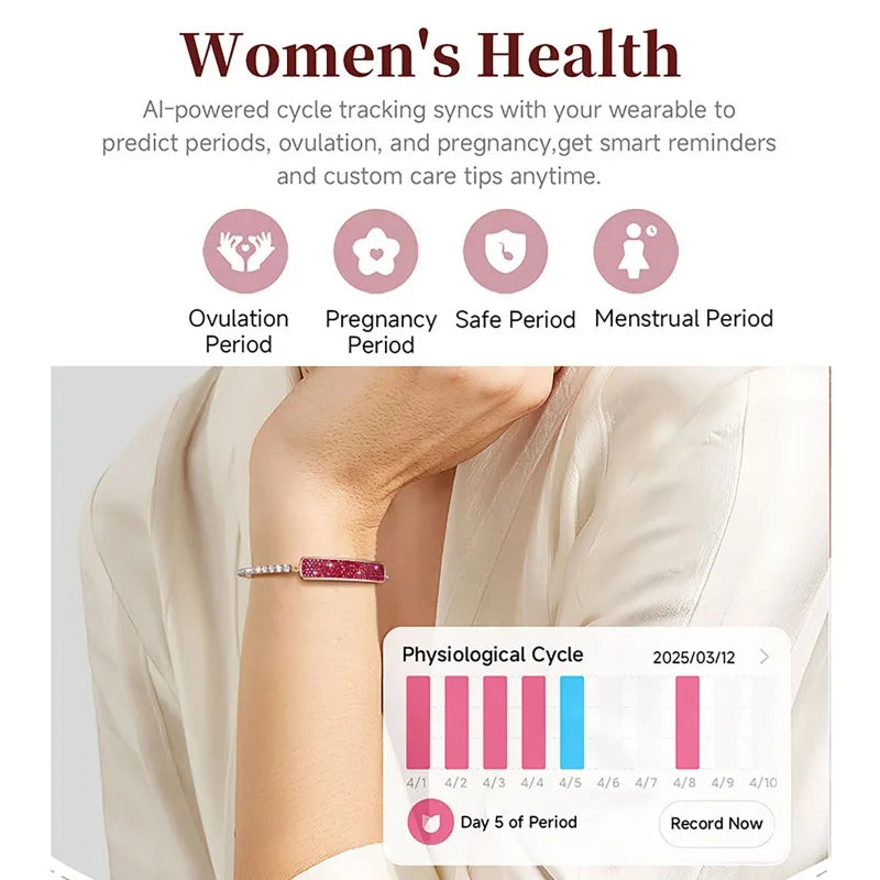 Smart Watch Women Chain with Pedometer Heart Rate Blood Oxygen Sleep and Health Monitoring Bracelet Waterproof Ladies Sport Band
