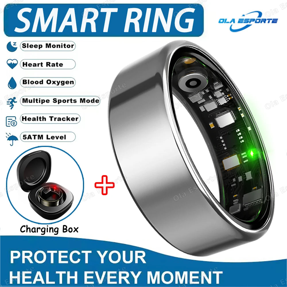 Smart Ring For Men Women Camera Control Heart Rate Blood Oxygen Monitor Smartring IP68 & 5ATM Waterproof Multi-sport Mode Ring