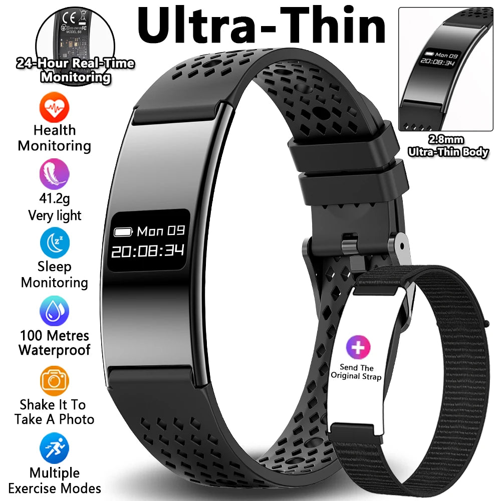 2026 New Ultra-thin Smart Watch Men Health Smart Bracelet Women Sports Fitness Waterproof Heart Rate Sleep Monitoring Wristbands