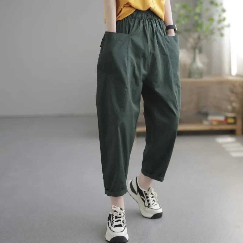 Casual Pants Women's Autumn New Pants Simple Thin Fashion Casual Retro Harem Trendy