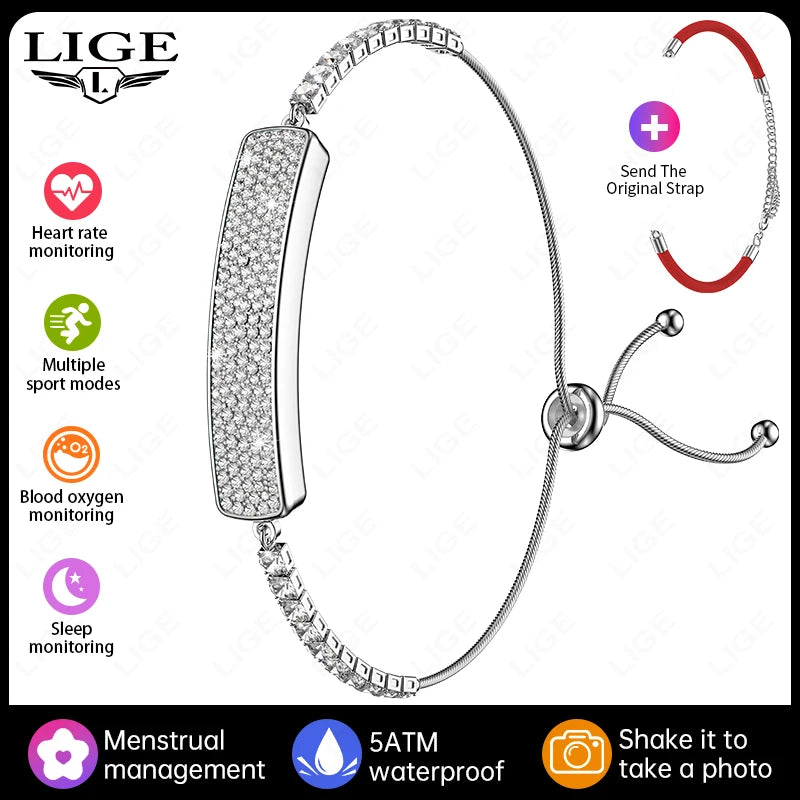 LIGE New Smart Watch Ladies Pedometer Health Smart Bracelet Women Sport Fitness Waterproof Heart Rate Sleep Monitoring Wristband