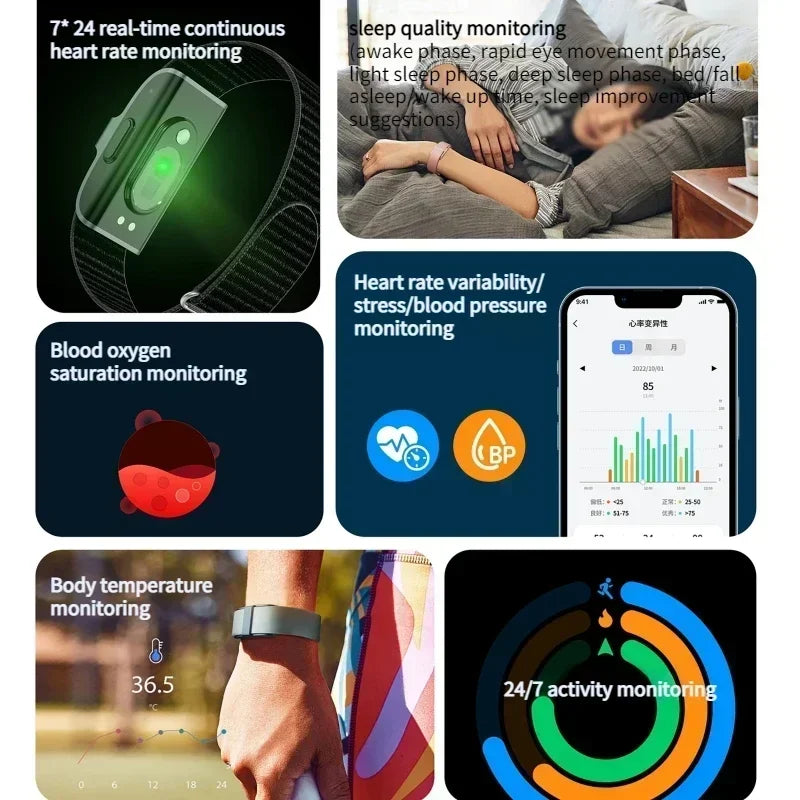 2208A Smart Bracelet Heart Rate Blood Pressure Monitor Pedometer Men Women Sport Fitness Tracker Electronic Bracelet Wristbands