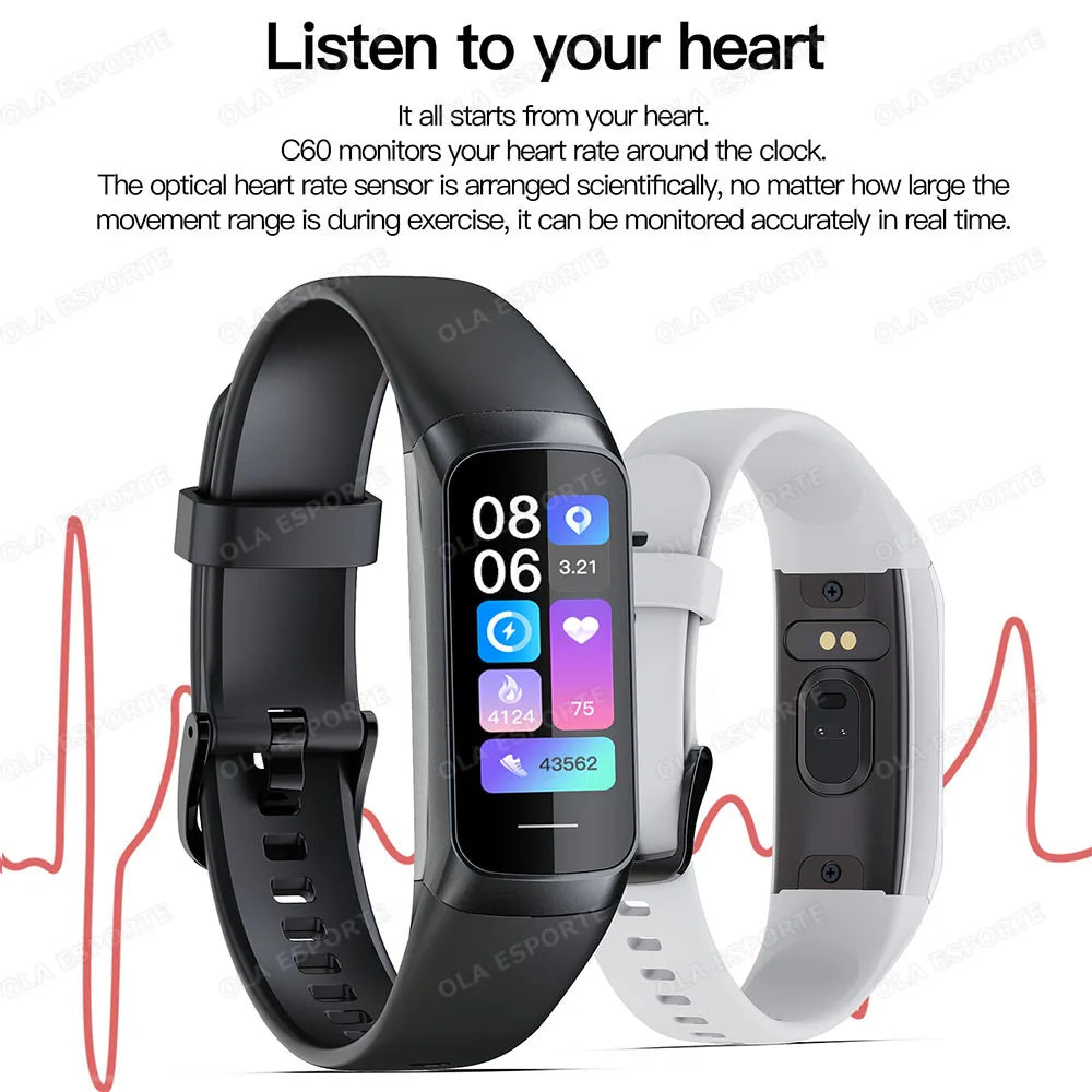 Men Women Health Smart Bracelet All-day Heart Rate Monitoring AMOLED Screen Fitness Clock Sports Smart Wristband Message Preview