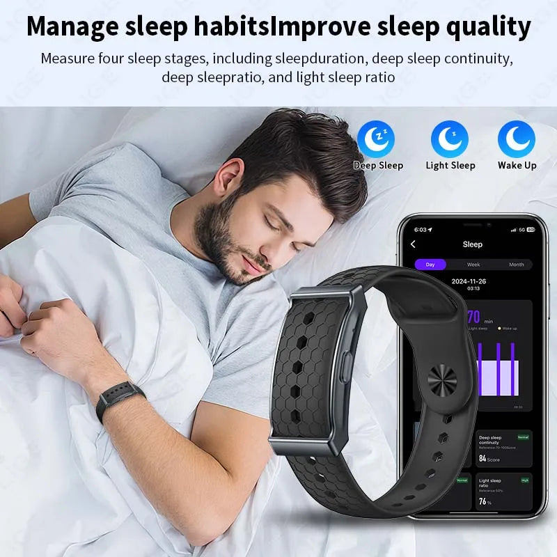 LIGE No Screen Smart Bracelet Heart Rate Monitor Thermometer Men Women Wristbands Waterproof Sport Fitness Men Women Smart Watch