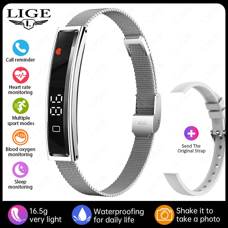 LIGE New Smart Watch Pedometer Health Smart Bracelet Women Men Sports Fitness Waterproof Heart Rate Sleep Monitoring Wristbands