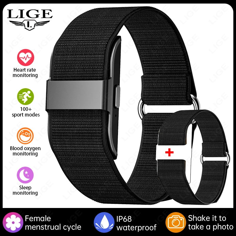 LIGE Smart Bracelet Stylish Lightweight No Screen Sports Tracker Heart Rate Sleep Monitoring IP68 Waterproof Men's Smart Watch