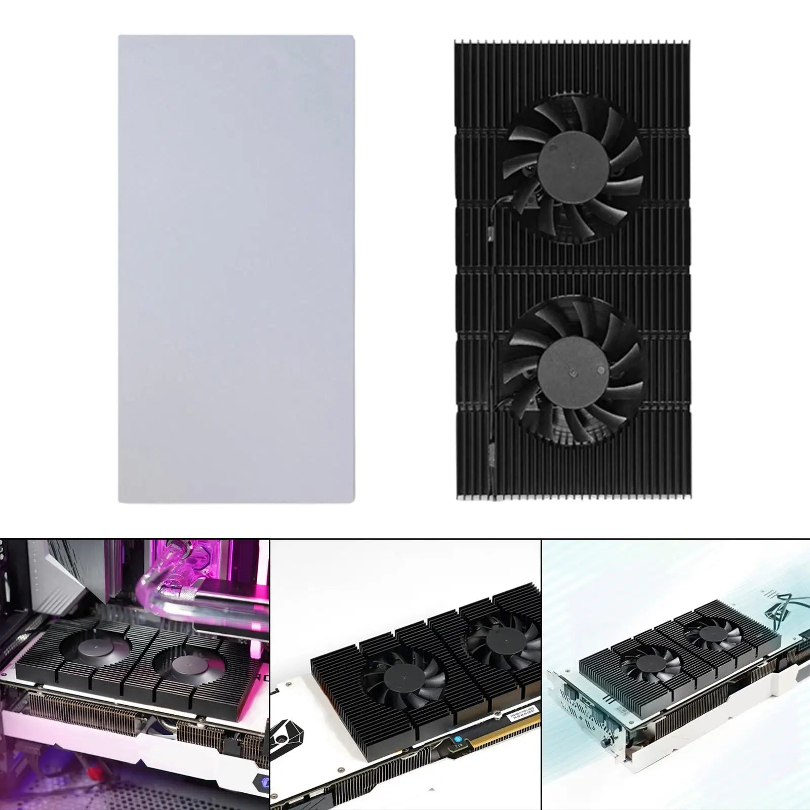 Graphic Card Backplane Cooler, GPU Backplate Radiator Memory Cooling Fans Heatsink for RTX 3080 3070
