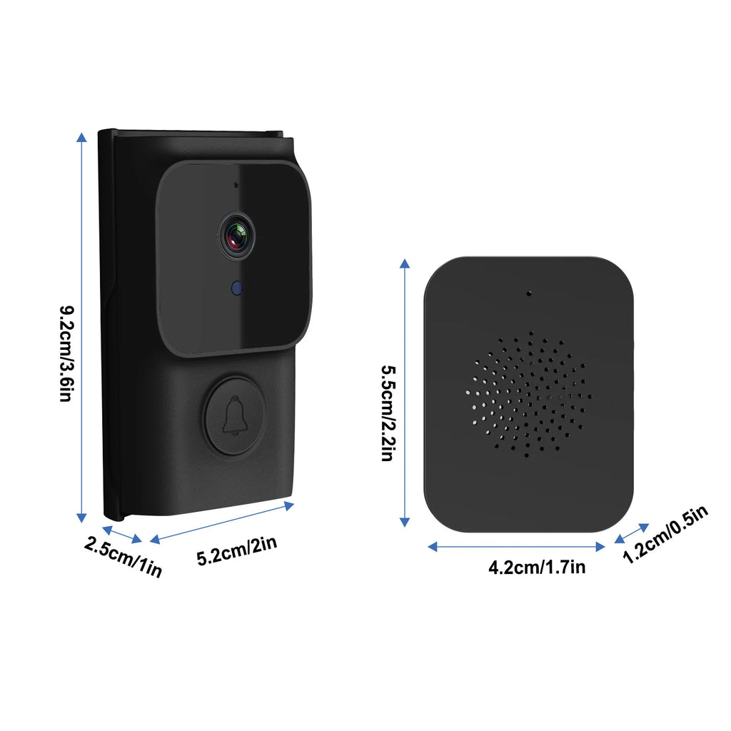 WiFi Smart Doorbell Ring Door Camera with 2 Dingdong Chime TY App Control Infrared Night Viewing Rechargeable Video Intercom