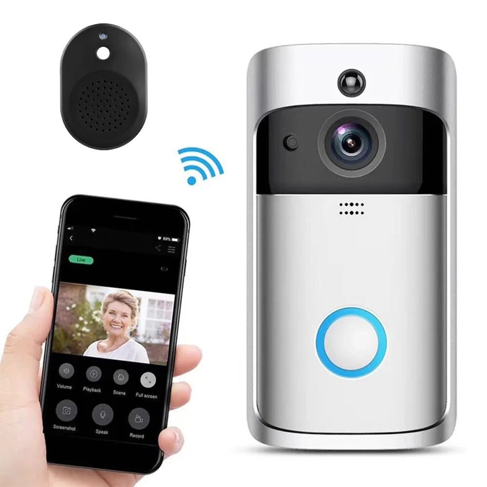 Easy Install Wireless Smart Video Doorbell Camera HD with Night Vision & Two-Way Audio, WiFi Home Security