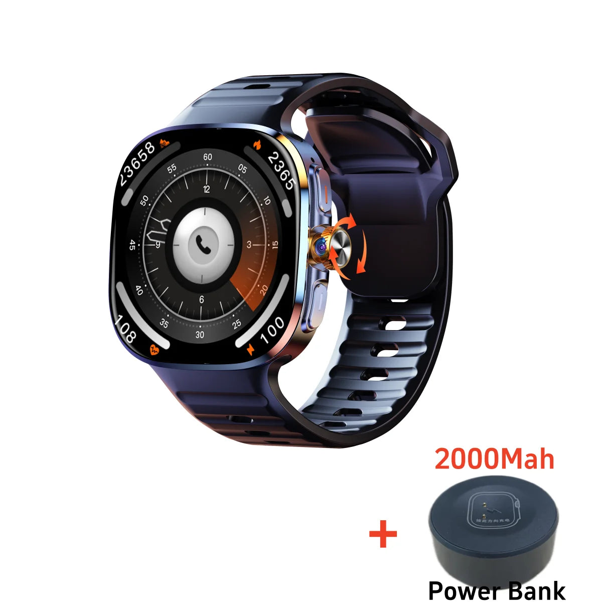 Original M99 Smartwatch 2.4 inch Amoled Screen insert 4G/5G Sim Card GPS WIFI 190° Rotating Camera Game Android 10.0 Smart Watch
