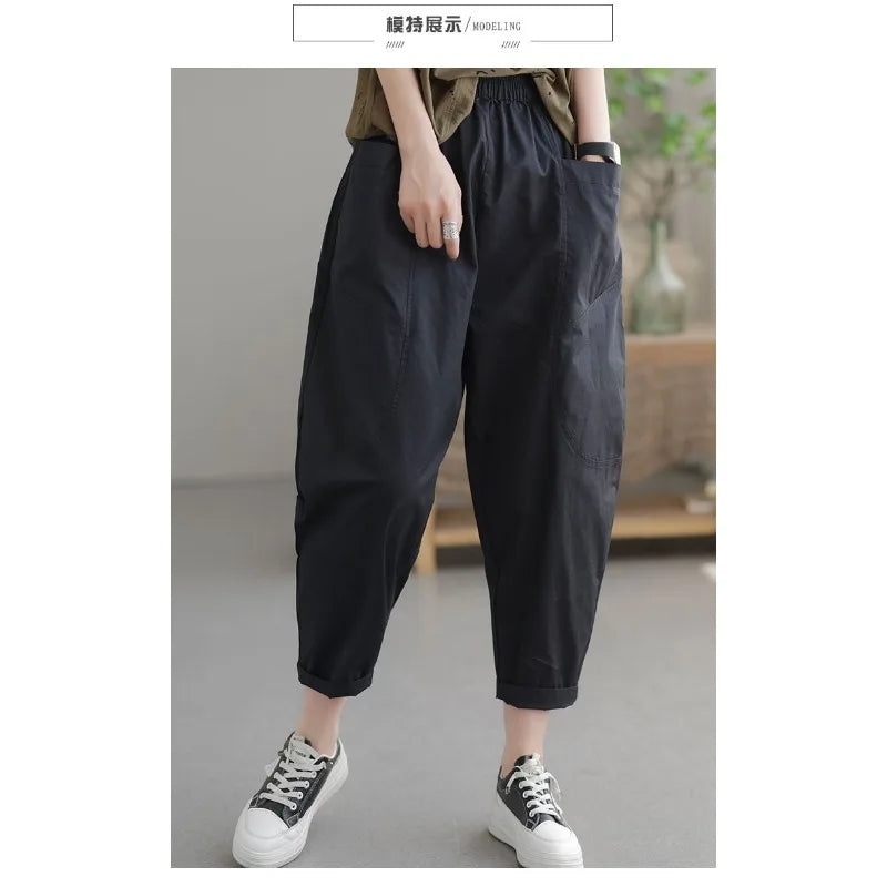 Casual Pants Women's Autumn New Pants Simple Thin Fashion Casual Retro Harem Trendy
