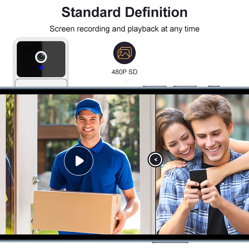 Smart Wireless WiFi Video Doorbell Intelligent Doorbell for Home Security Outdoor Waterproof Intercom with Camera Bell Ringing