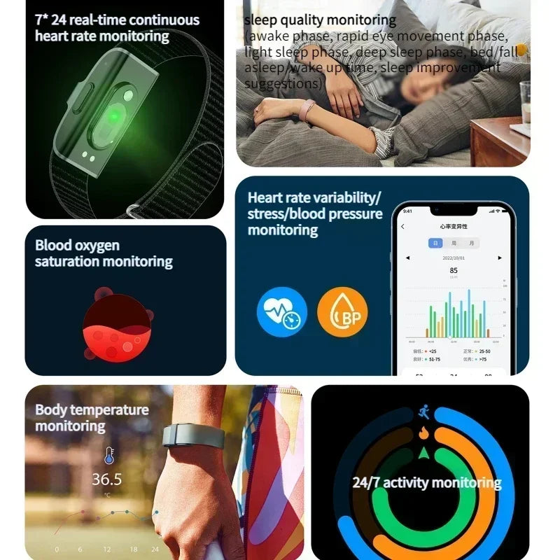Smart Bracelet Heart Rate Blood Pressure Monitor Pedometer Sport Fitness Electronic Watch Wristbands for Men Women Tracker IP68