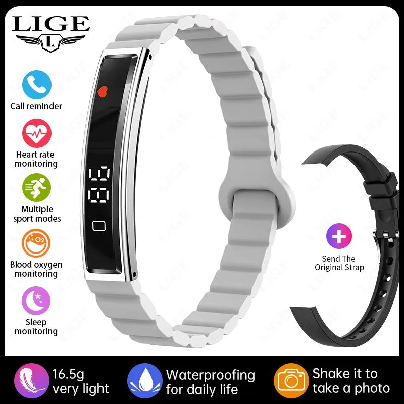 2026 New Women's Smart Bracelet Fashion Sport Mode Fitness Tracker Heart Rate Health Monitoring IP68 Waterproof Men Smart Watch