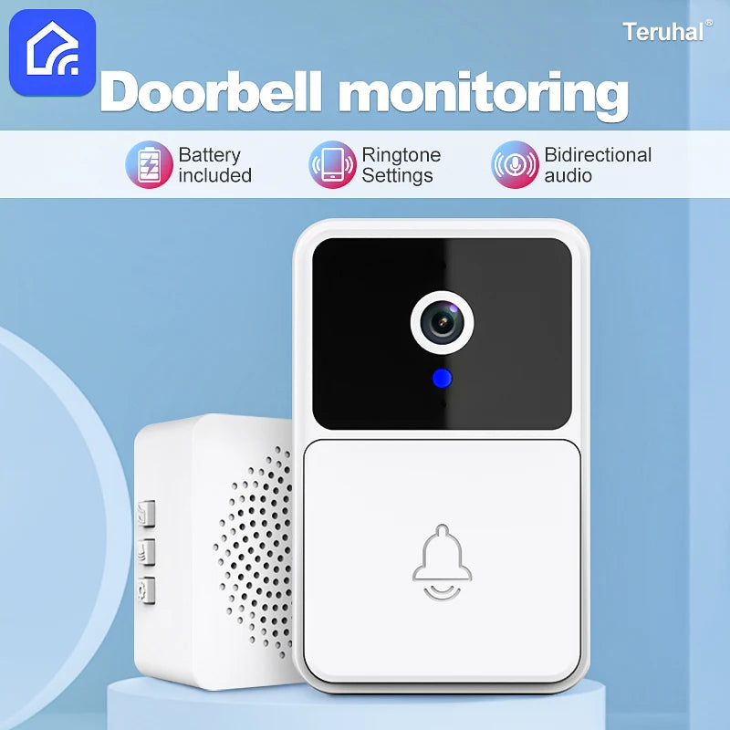 Smart Wireless WiFi Video Doorbell Intelligent Doorbell for Home Security Outdoor Waterproof Intercom with Camera Bell Ringing