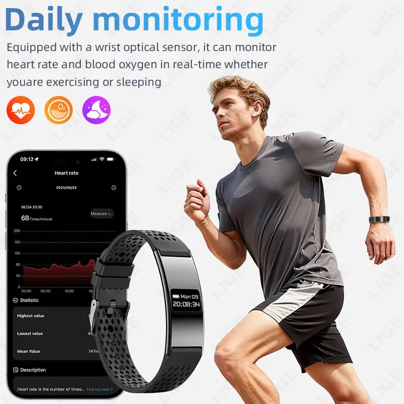 New Smart Bracelet Men Women Sports Step Count Health Fitness Tracker Heart Rate Monitoring Call Reminder Smart Watch Wristband